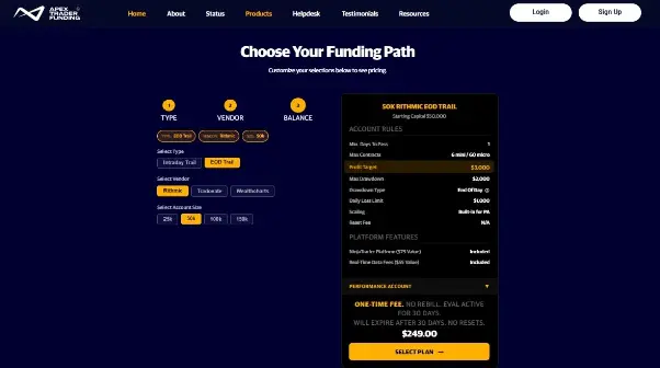 Apex Trader Funding EOD Trailing Drawdown Accounts