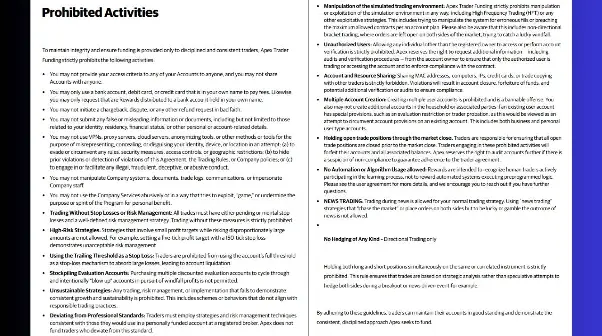 Apex Trader Funding Prohibited Activities